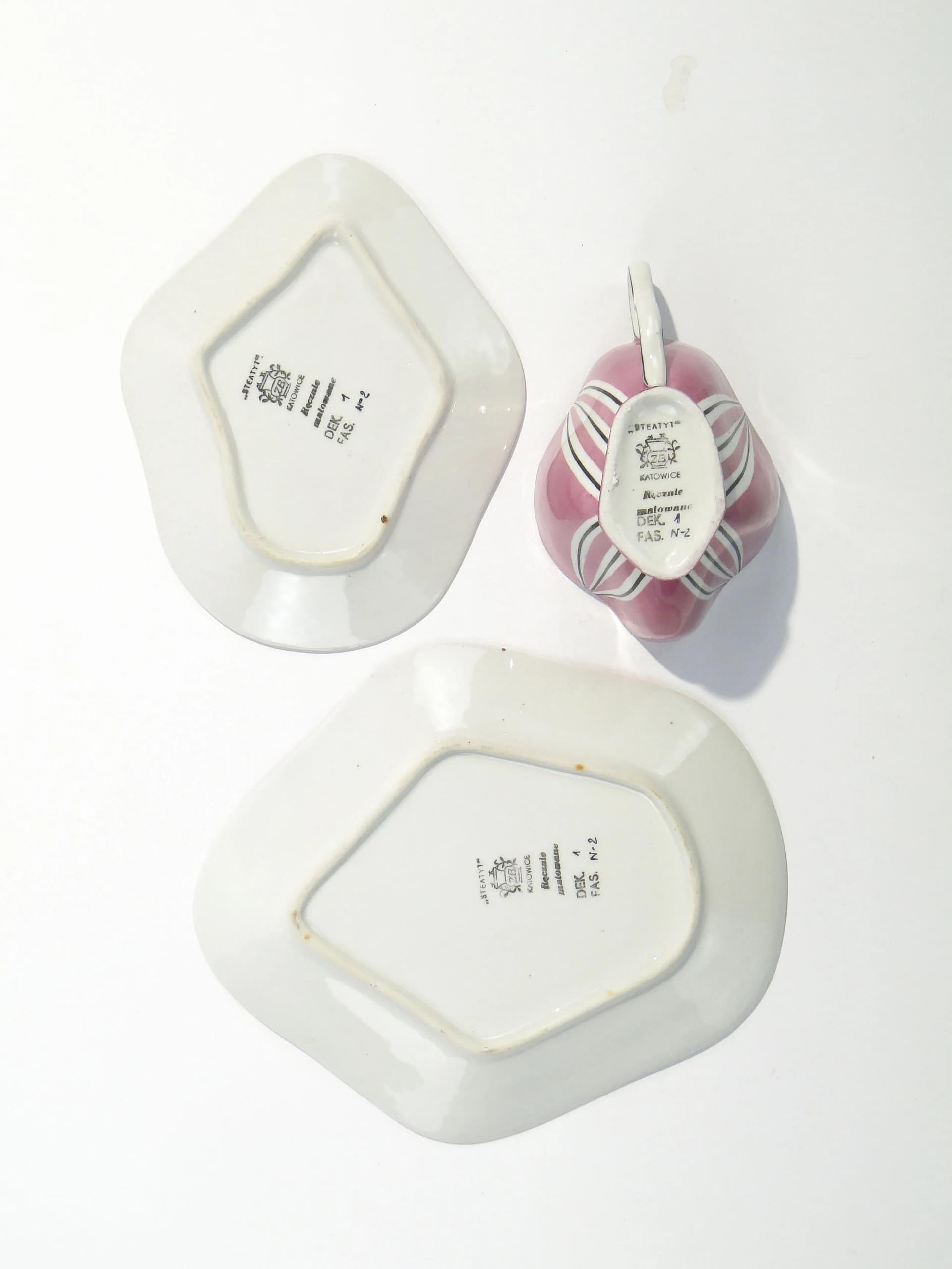 Zestaw śniadaniowy, porcelana różowa, proj. Z. Buksowicz, Steatyt, Polska, lata 60. - 162689