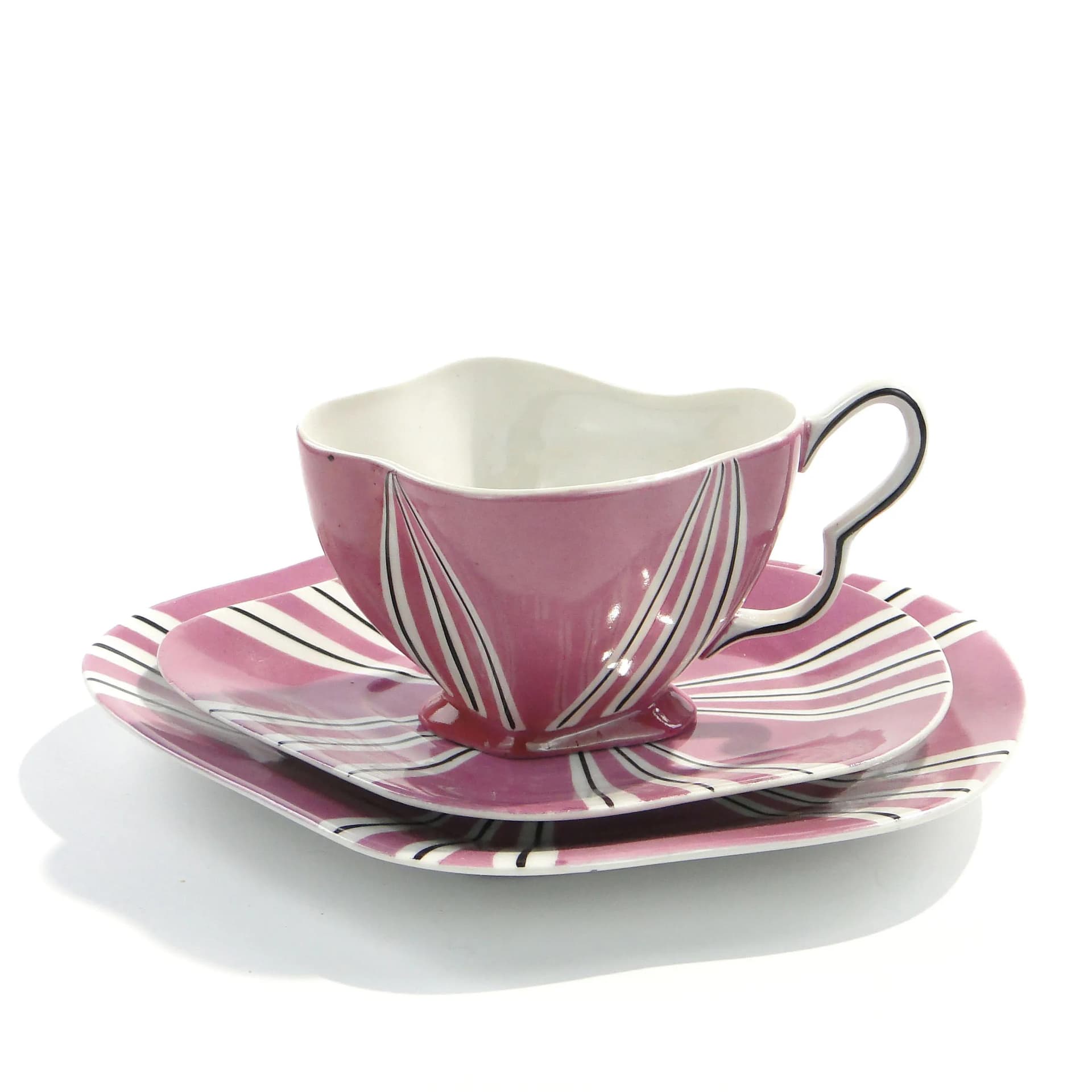 Zestaw śniadaniowy, porcelana różowa, proj. Z. Buksowicz, Steatyt, Polska, lata 60. - 162692