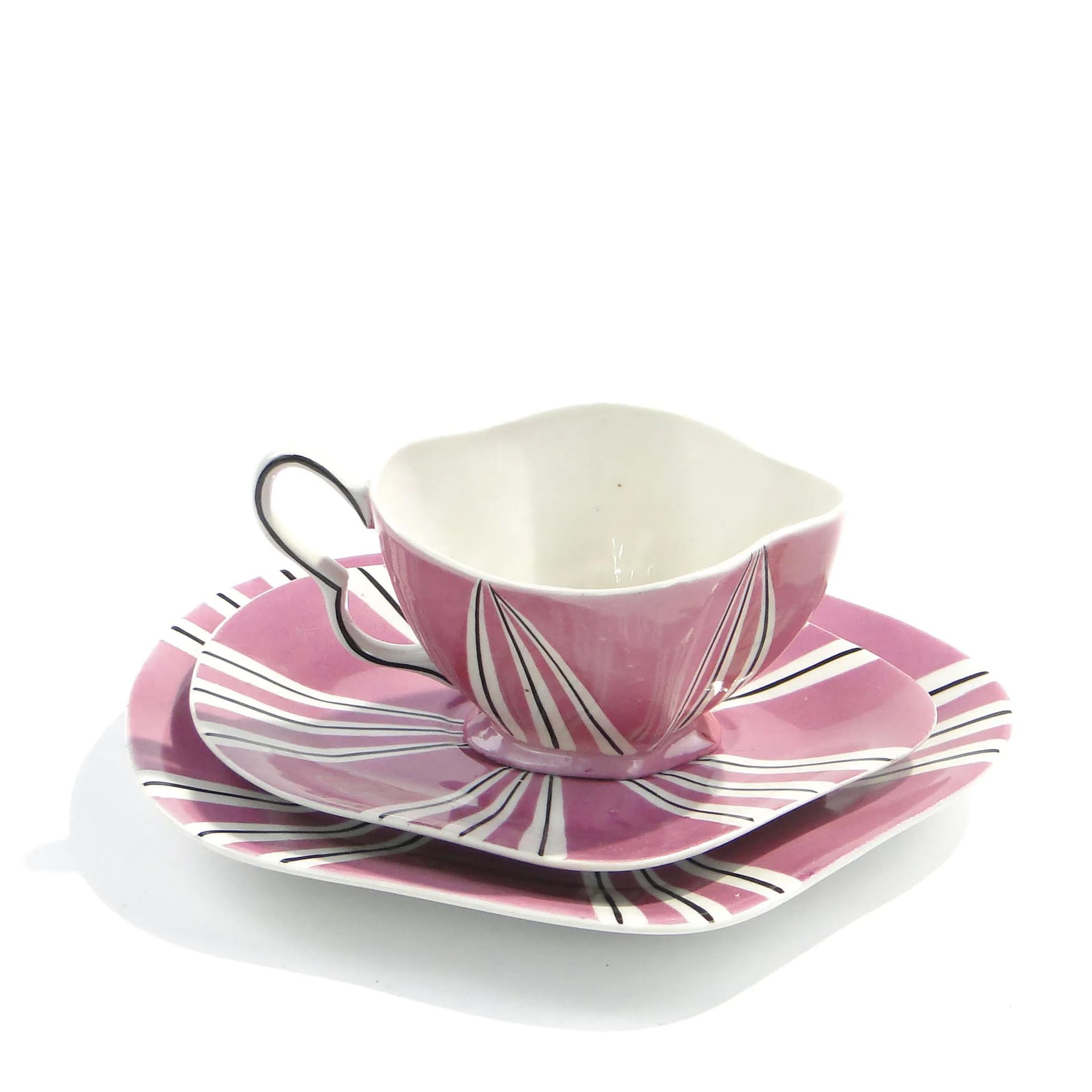 Zestaw śniadaniowy, porcelana różowa, proj. Z. Buksowicz, Steatyt, Polska, lata 60. - 162693