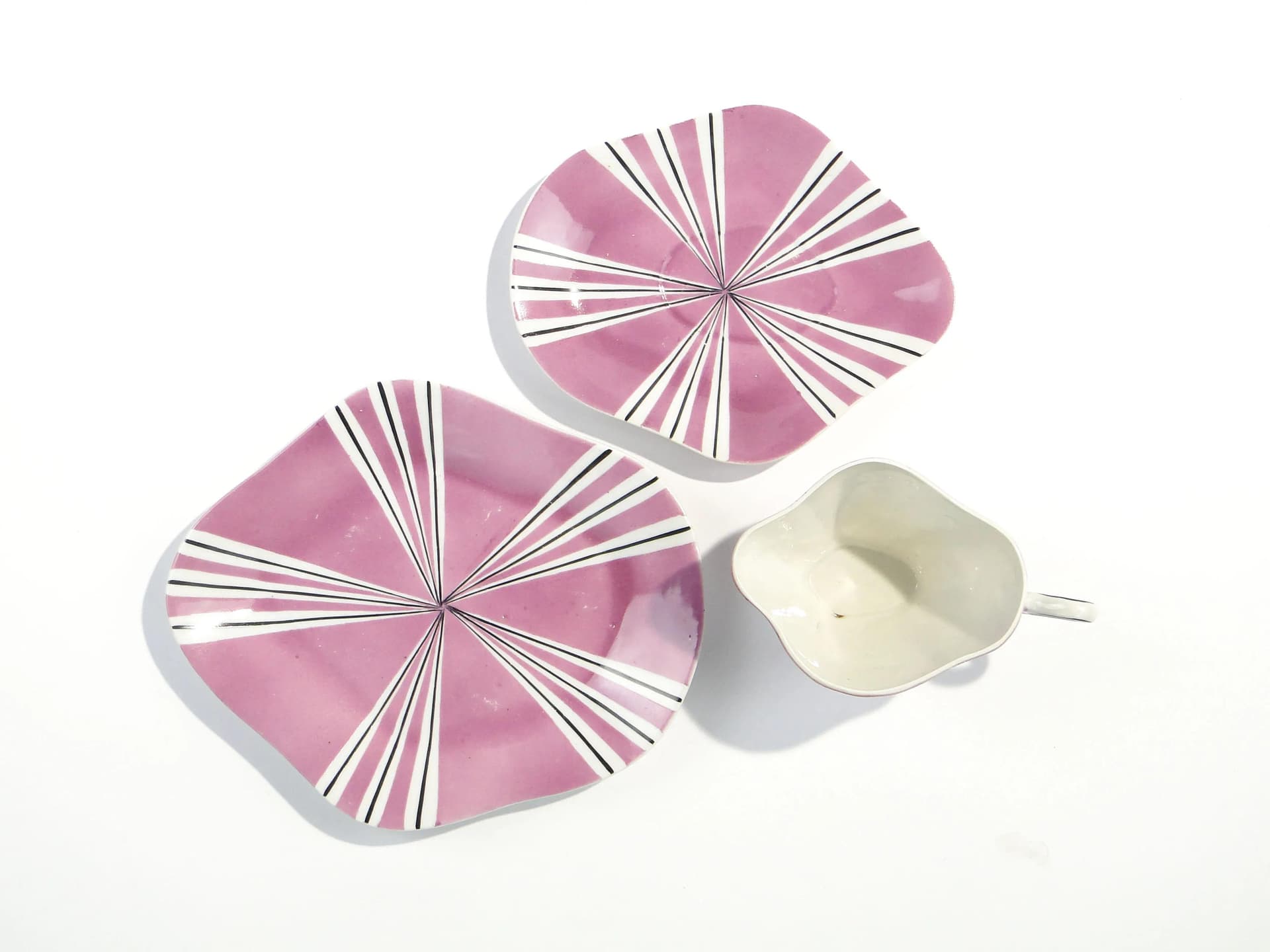 Zestaw śniadaniowy, porcelana różowa, proj. Z. Buksowicz, Steatyt, Polska, lata 60. - 162685