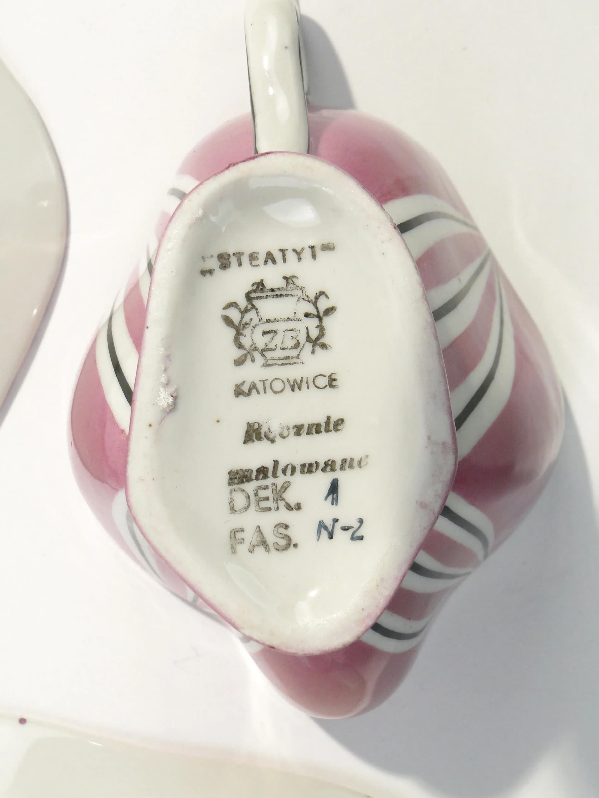 Zestaw śniadaniowy, porcelana różowa, proj. Z. Buksowicz, Steatyt, Polska, lata 60. - 162690