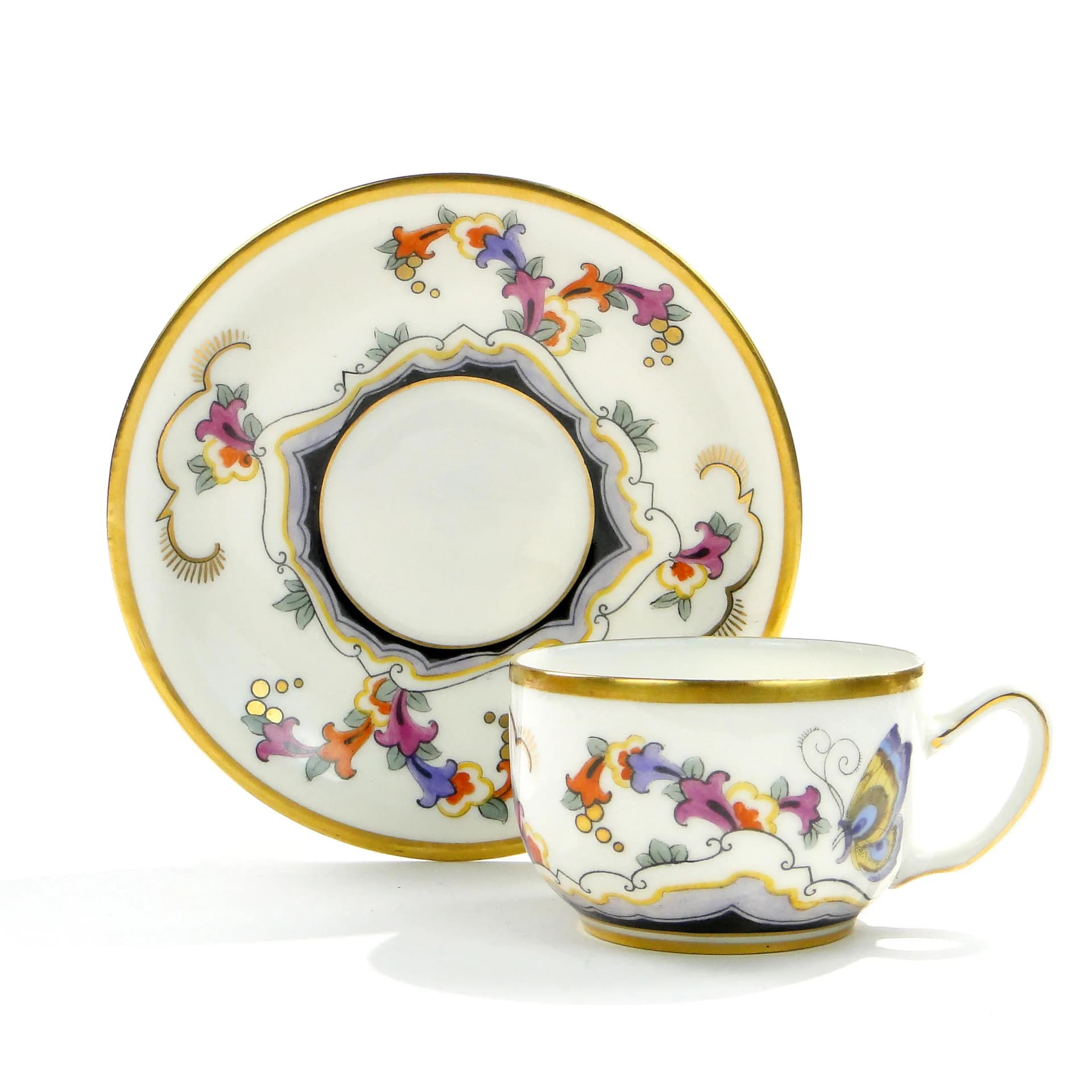 Coffee Cup Butterfly, Donatello, multicolor porcelain, Rosenthal, Germany, 1920s. - 162665