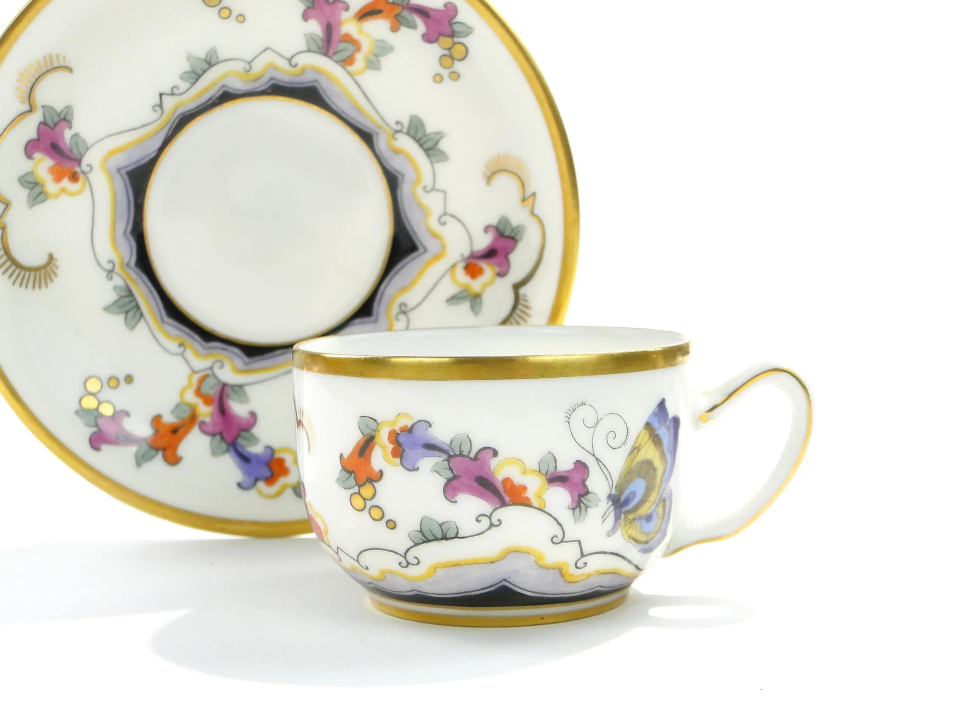 Coffee Cup Butterfly, Donatello, multicolor porcelain, Rosenthal, Germany, 1920s. - 162666