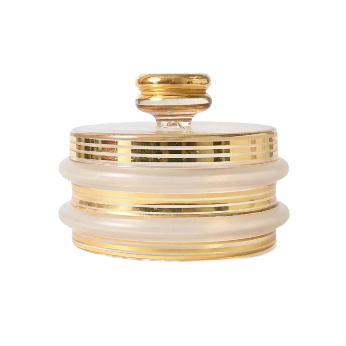 Puzderko art deco, szkło żółty-gradient przezroczysty, Czechosłowacja, lata 30.