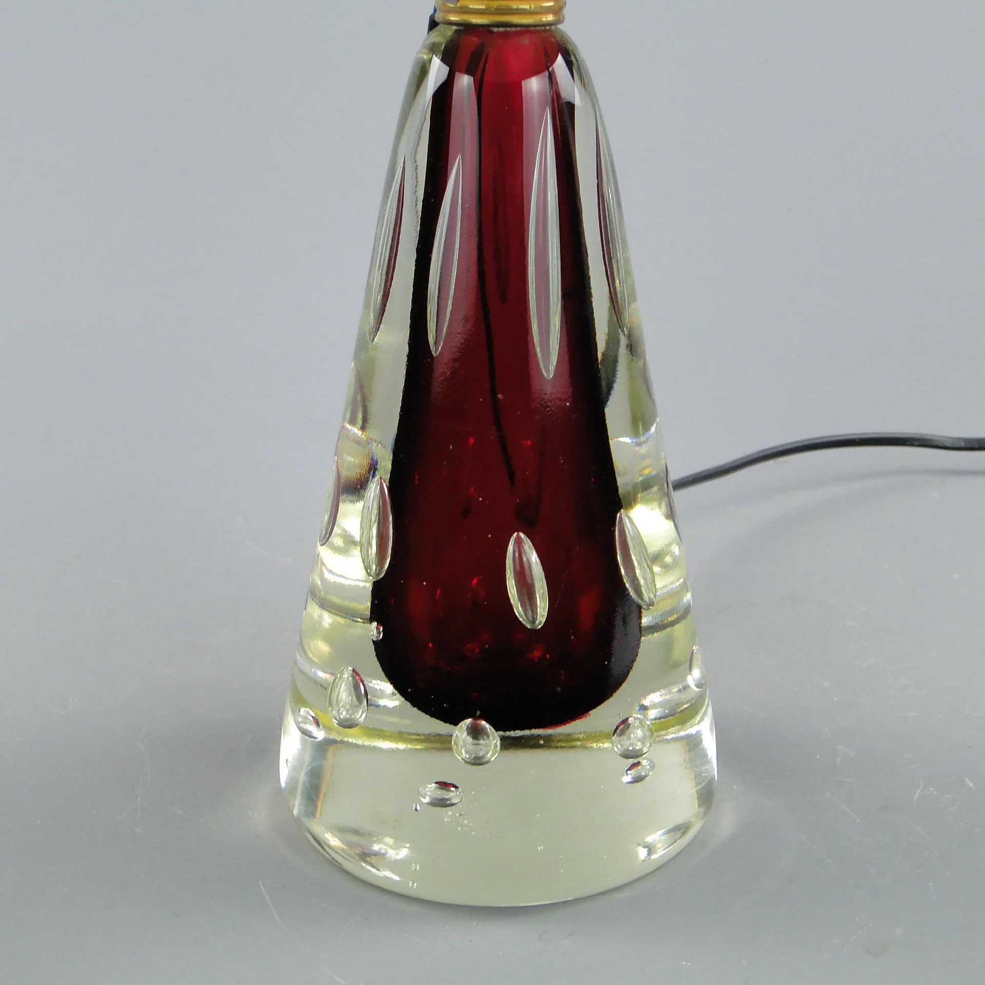 Table lamp, maroon glass, Val St Lambert, Belgium, 1960s - 162568