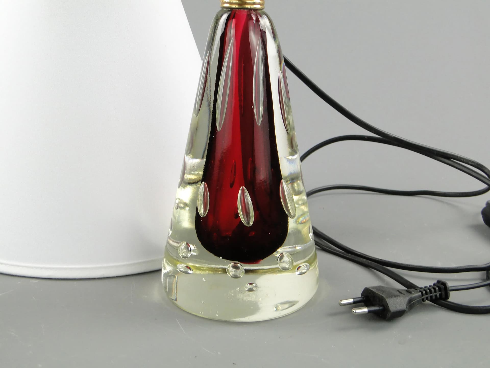 Table lamp, maroon glass, Val St Lambert, Belgium, 1960s - 162566