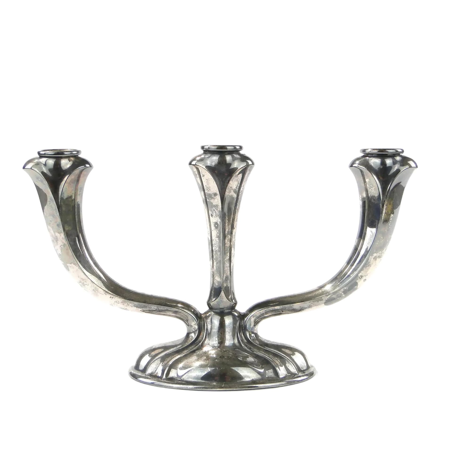 Kandelabr Art déco, srebro, mosiądz, Europa Zachodnia, lata 50.