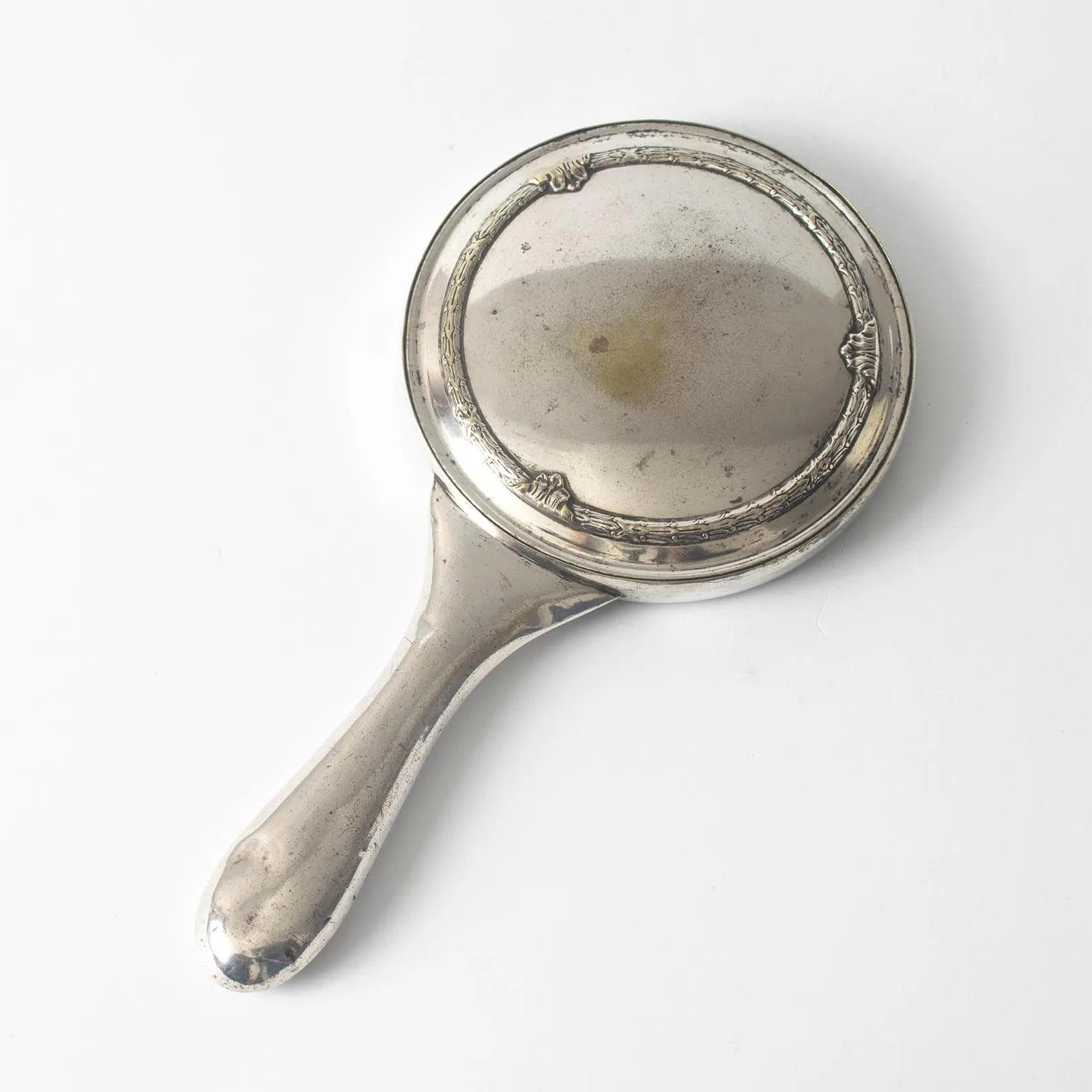 Lusterko toaletowe, srebrny, metal, początek XX w. - 162096