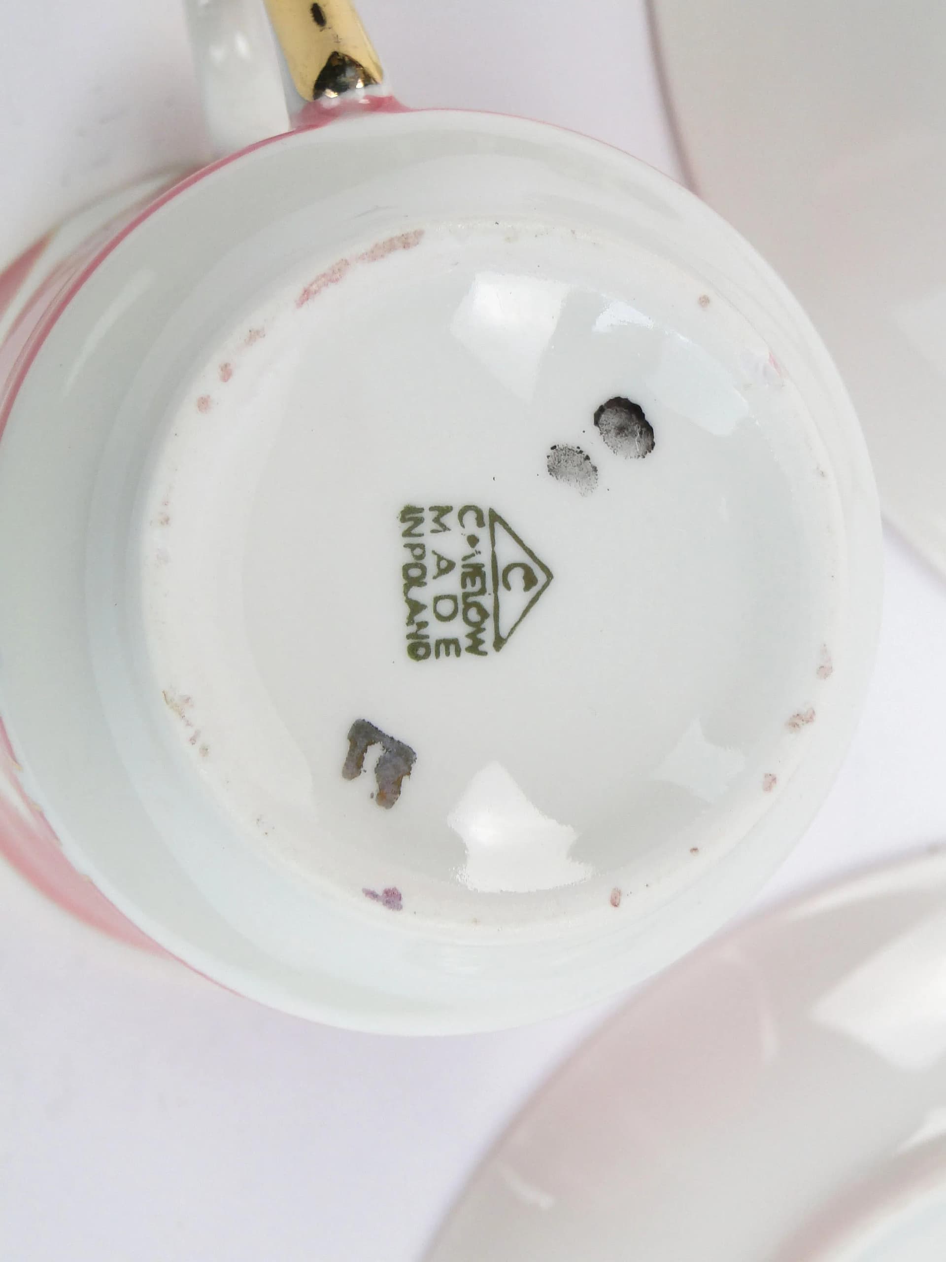 Zestaw śniadaniowy June, porcelana różowa, proj. W. Potacki, Ćmielów, Polska, lata 60. - 162529