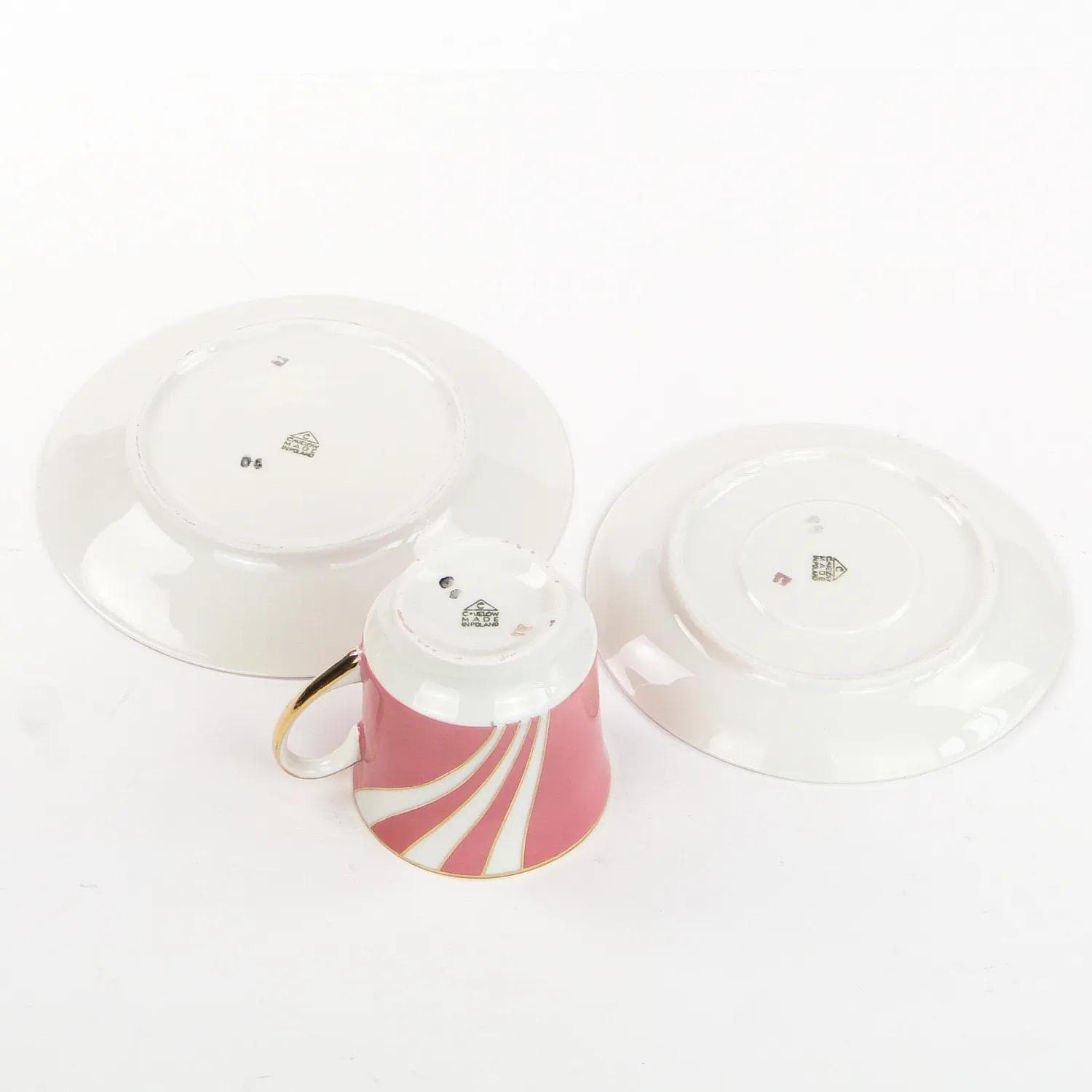 Zestaw śniadaniowy June, porcelana różowa, proj. W. Potacki, Ćmielów, Polska, lata 60. - 162528