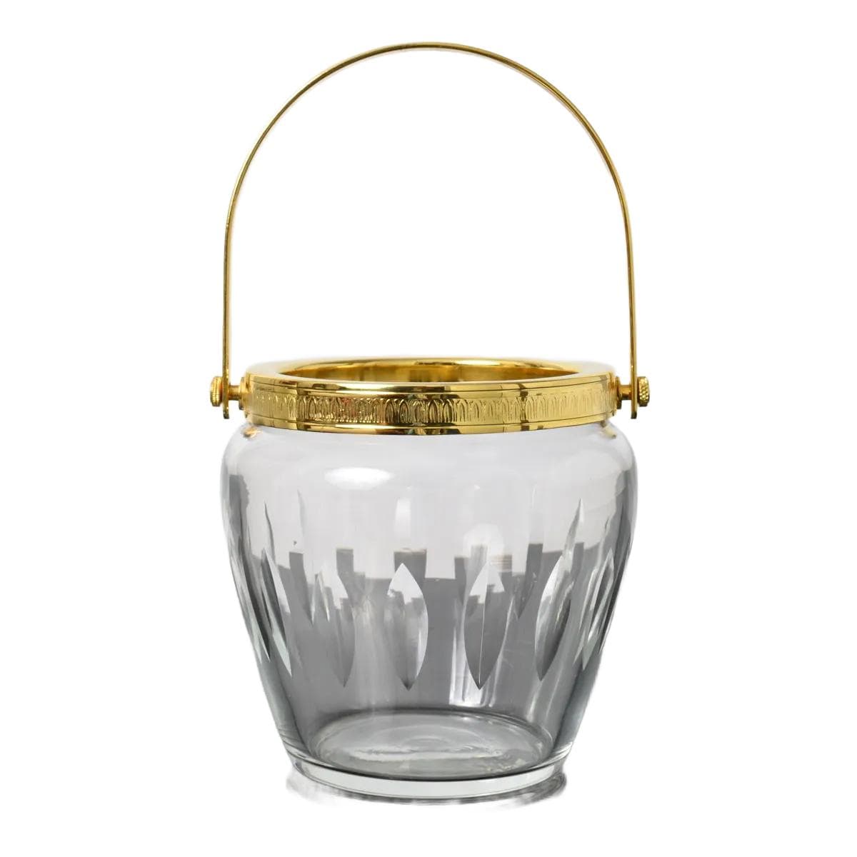 Kubełek do lodu, żółty-gradient przezroczysty, kryształ metal, Belgia, lata 60.