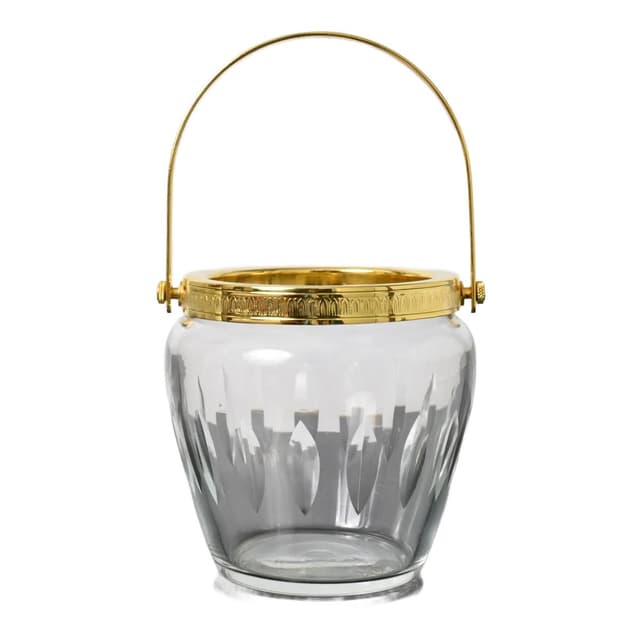 Kubełek do lodu, żółty-gradient przezroczysty, kryształ metal, Belgia, lata 60. - WYMIARY