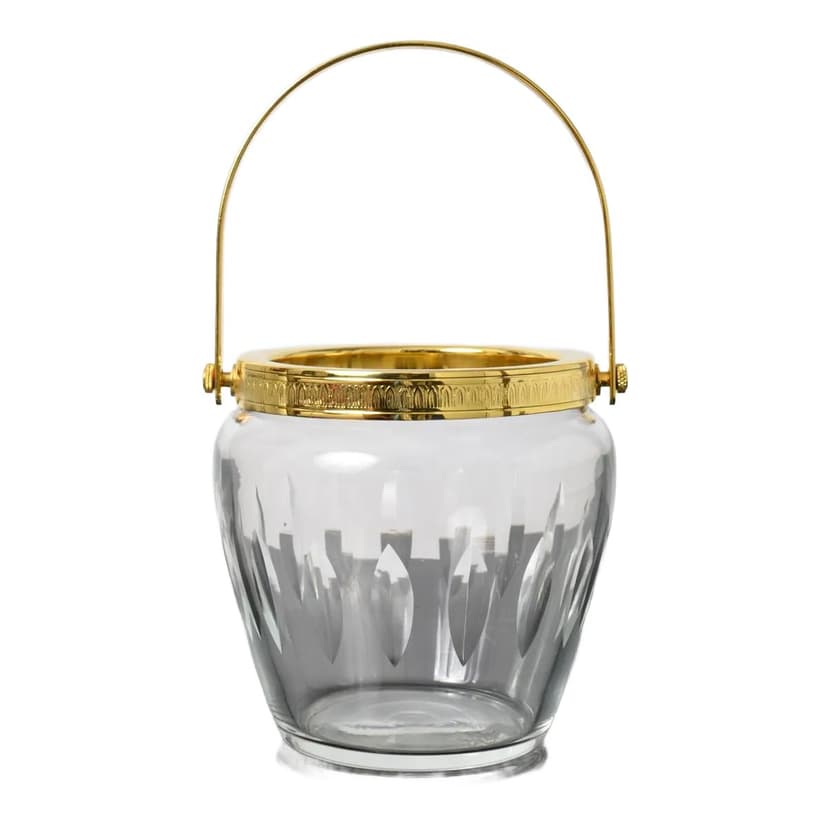 Kubełek do lodu, żółty-gradient przezroczysty, kryształ metal, Belgia, lata 60.