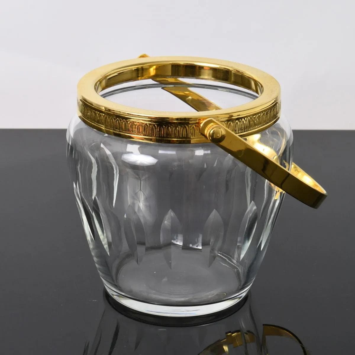 Kubełek do lodu, żółty-gradient przezroczysty, kryształ metal, Belgia, lata 60. - 162080