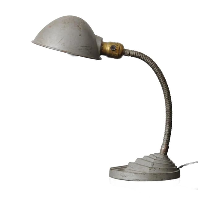 Lampa biurkowa, szary, żeliwo stal, lata 30. - WYMIARY
