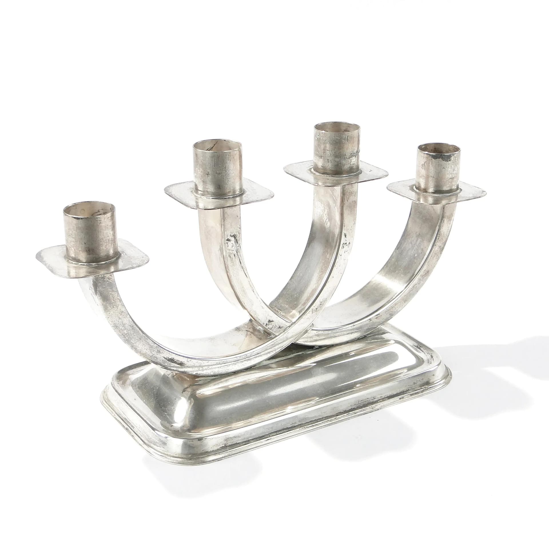 Świecznik Art Deco, srebro, mosiądz, Quist, Niemcy, lata 30. - 162493