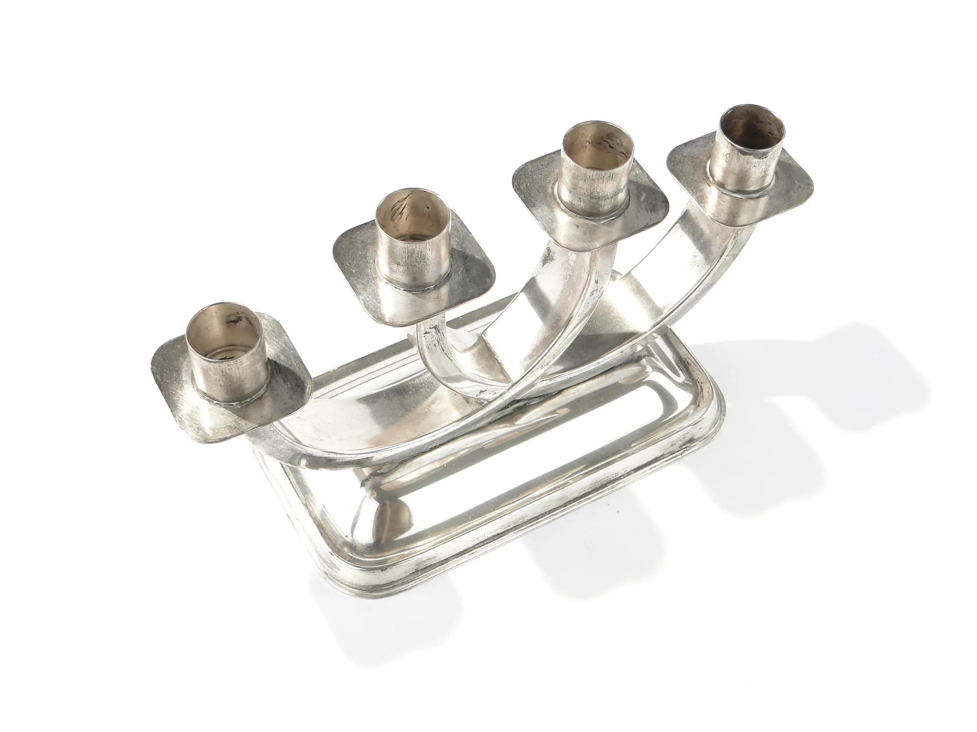 Świecznik Art Deco, srebro, mosiądz, Quist, Niemcy, lata 30. - 162495