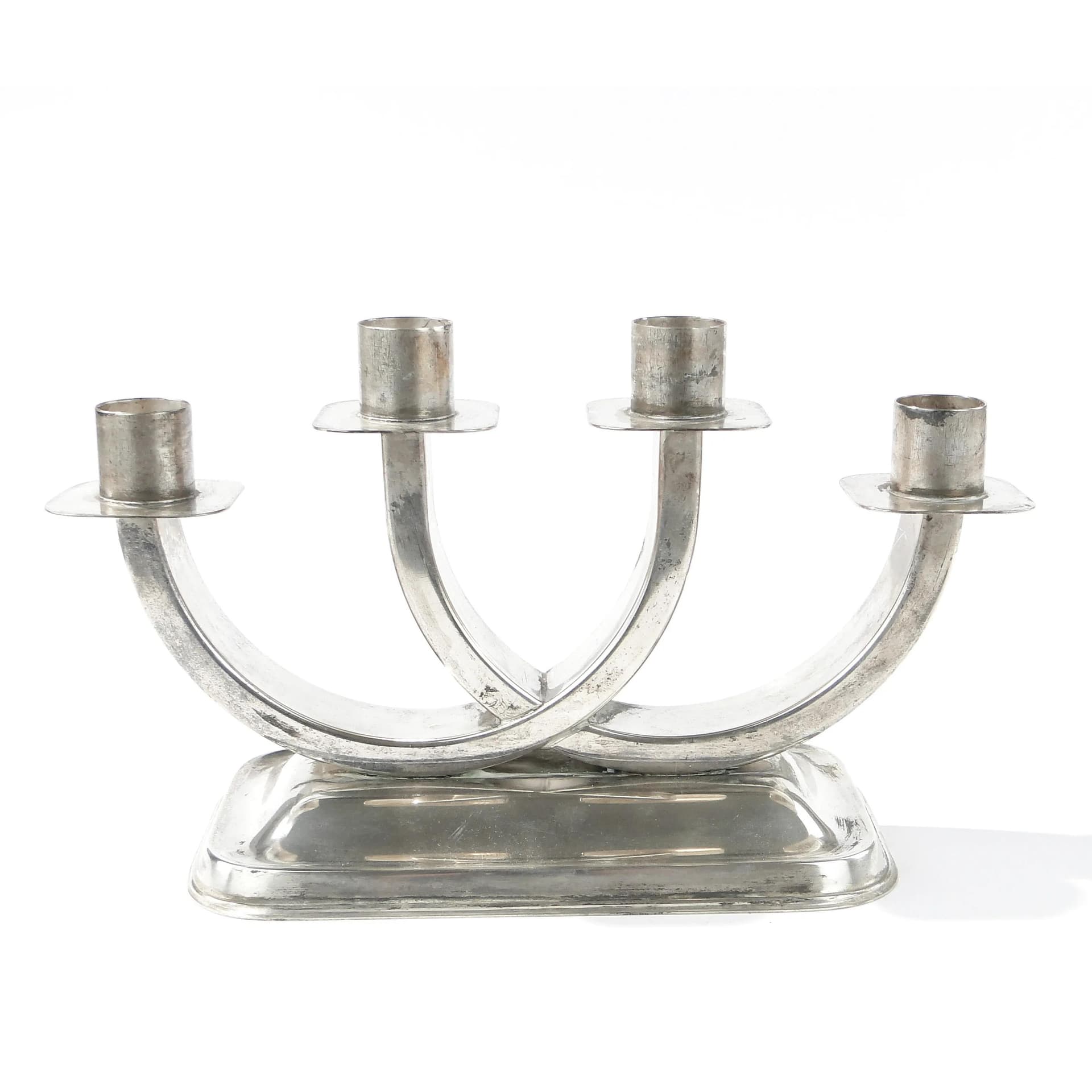 Świecznik Art Deco, srebro, mosiądz, Quist, Niemcy, lata 30. - 162492