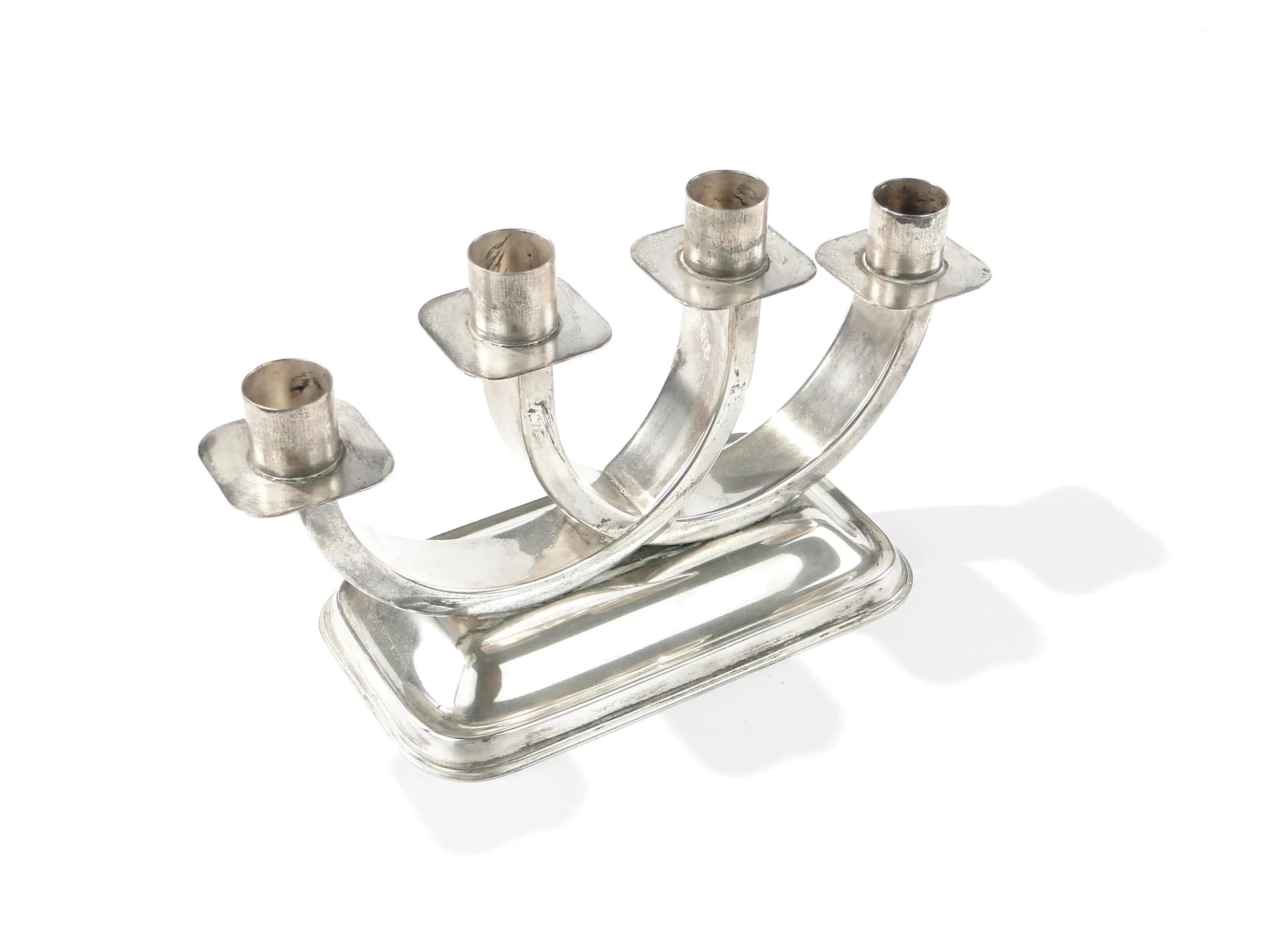 Świecznik Art Deco, srebro, mosiądz, Quist, Niemcy, lata 30. - 162494