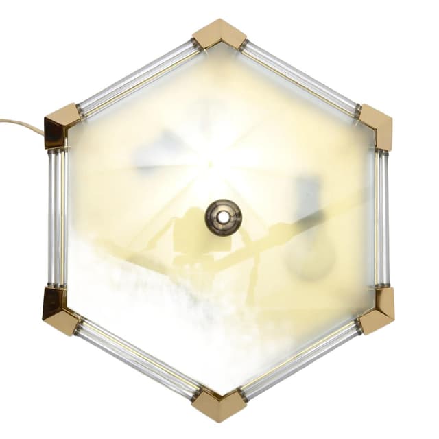 Ceiling light, golden, brass glass, Honsel, Germany, 1980s. - DIMENSION