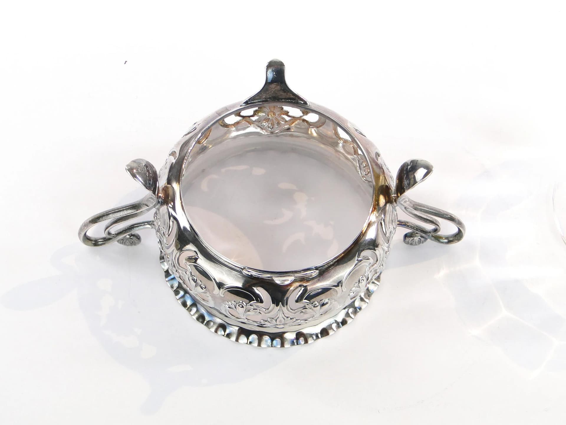 Cukierniczka secesyjna, srebro, kryształ przezroczysty, WMF, Niemcy, początek XX wieku - 10648