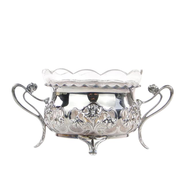 Cukierniczka secesyjna, srebro, kryształ przezroczysty, WMF, Niemcy, początek XX wieku - WYMIARY