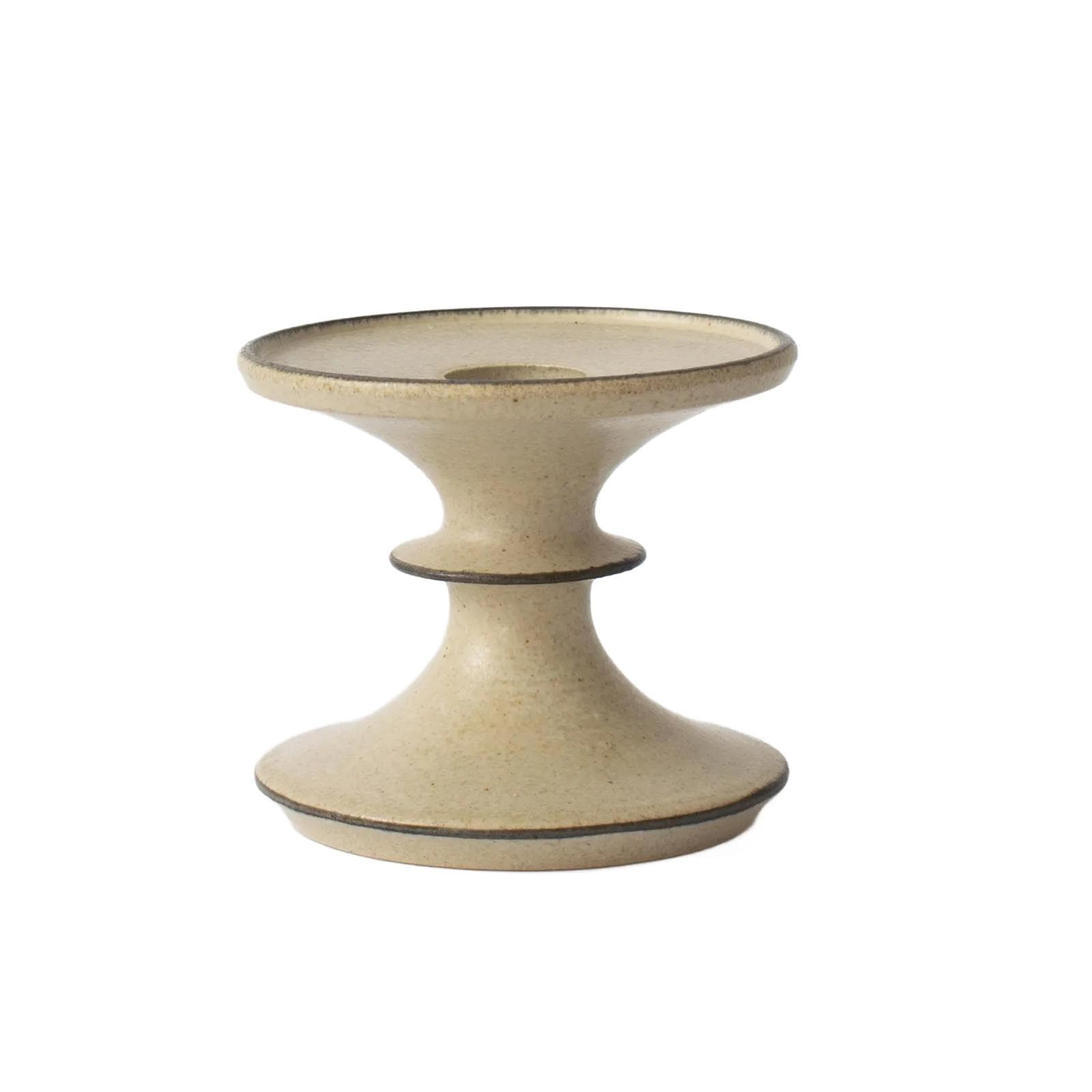 Candlestick, beige stoneware, Kähler, Denmark, 1970s.