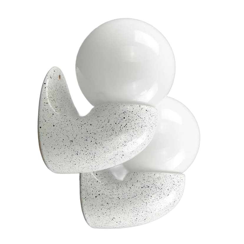 Para kinkietów, biały, ceramika i szkło, Polska, lata 70.