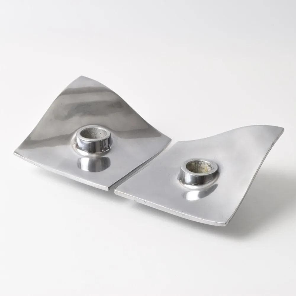 Para świeczników srebrny, cyna, proj. T. Orskov, Dania, lata 70. - 162011