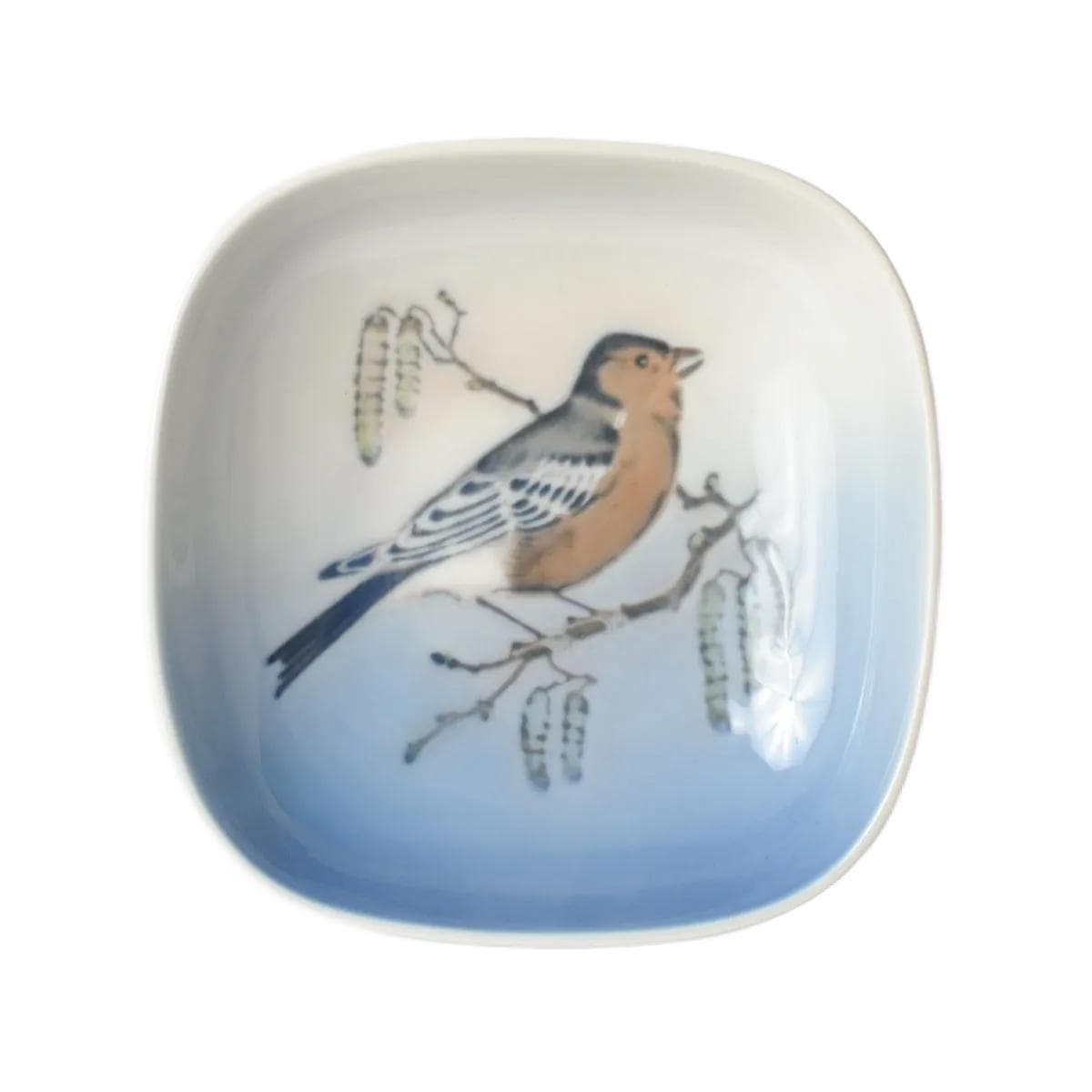 Talerz dekoracyjny, biały niebieski, porcelana, Royal Copenhagen, Dania, lata 60.