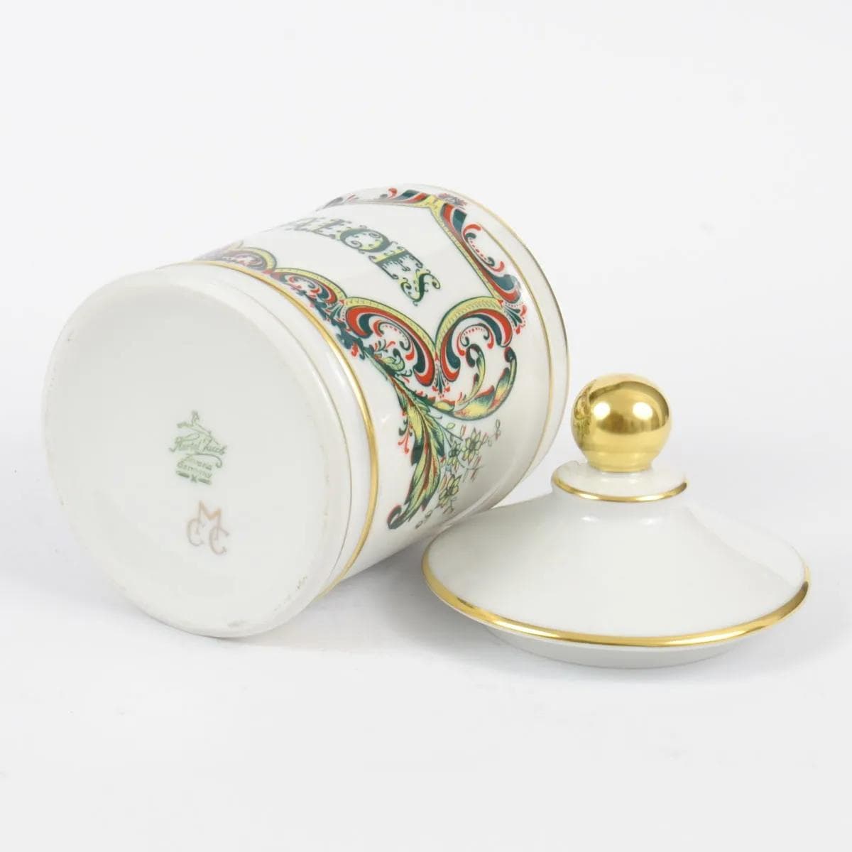 Apothecary jar, multicolor porcelain, Jacob Hertel, Germany, 1960s. - 164473