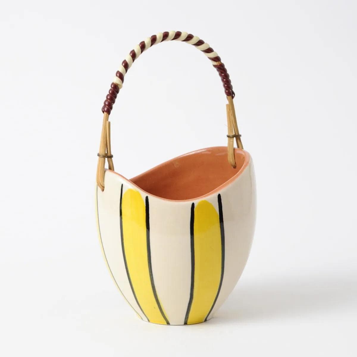 Basket, mid-century modern, ivory white, ceramics, Germany, 1950s. - 164458
