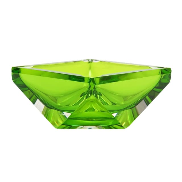 Popielnica, zielony, szkło, Val St. Lambert, Belgia, lata 60. - WYMIARY