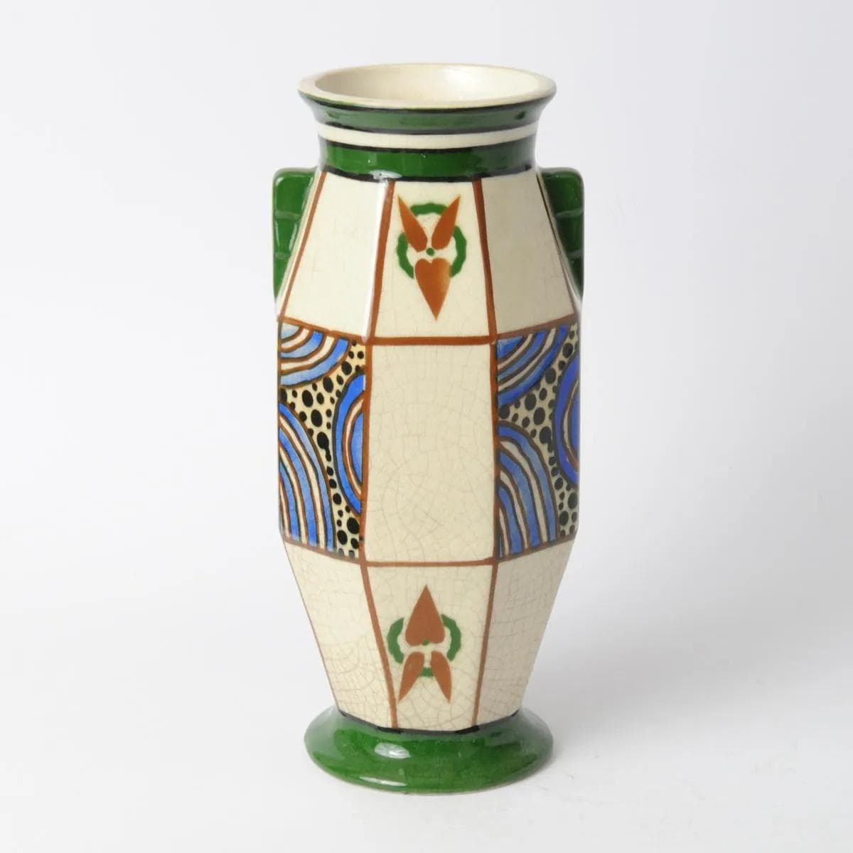 Wazon art déco, multikolor, ceramika, Auguste Mouzin, Belgia, lata 20. - 164394