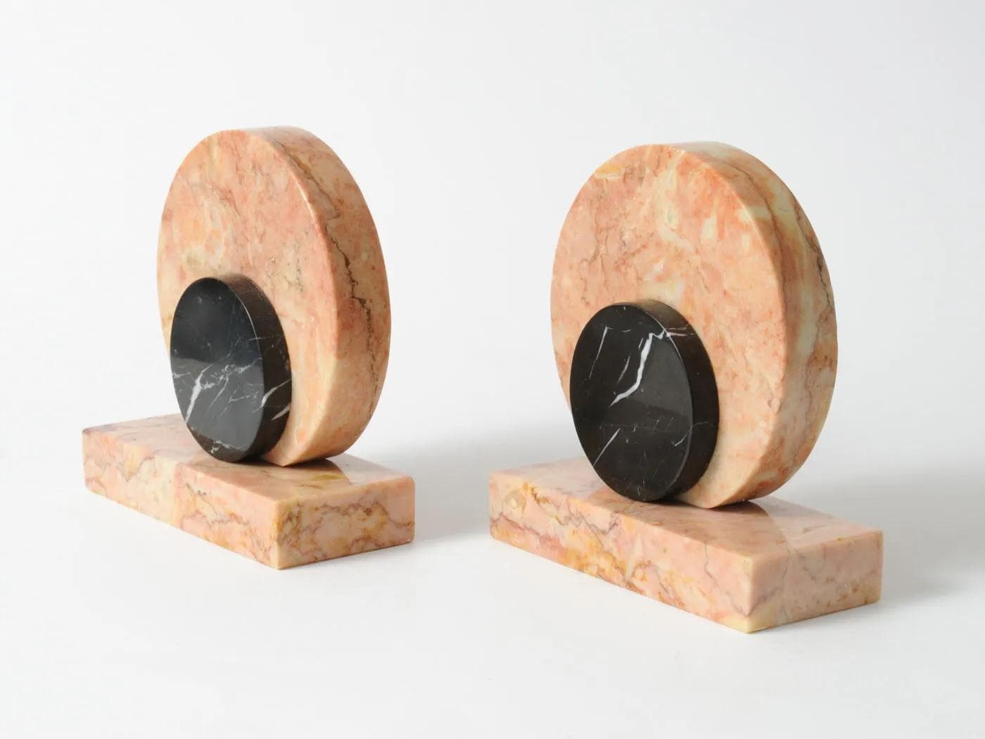 Podpórki do książek art déco, marmur multikolor, Francja, lata 30. - 164381