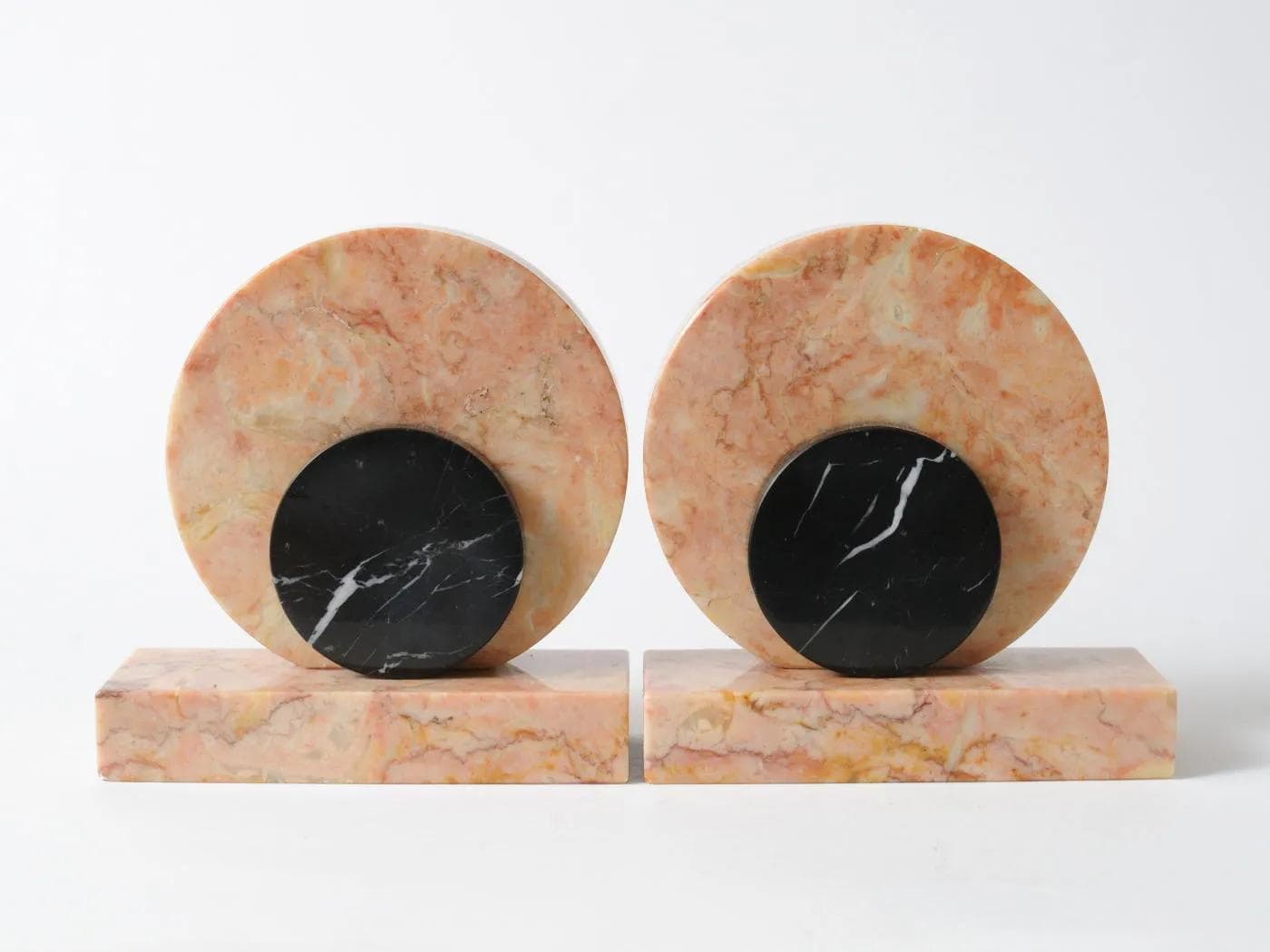 Podpórki do książek art déco, marmur multikolor, Francja, lata 30. - 164379