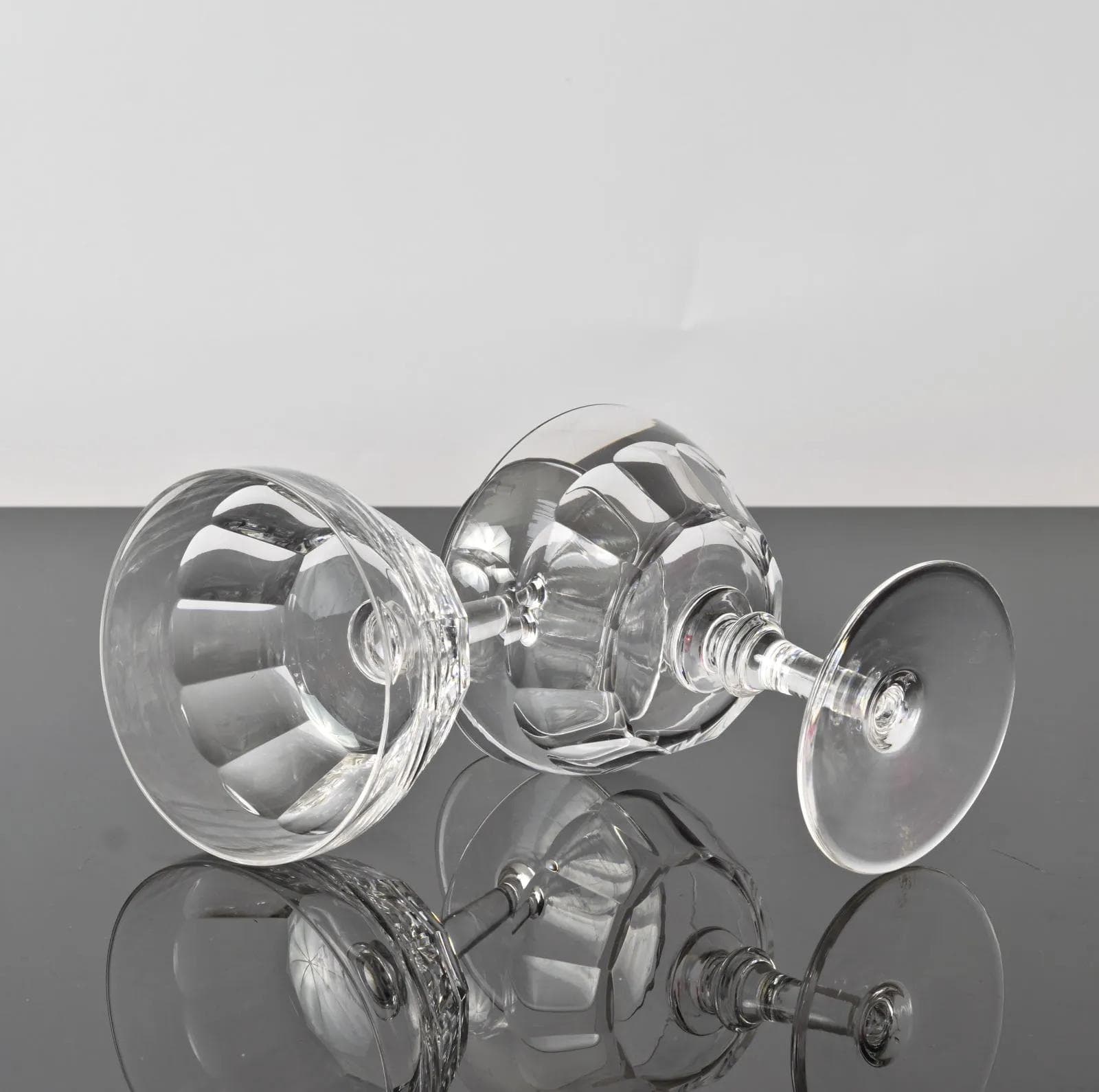 Kieliszki do szampana, Val Saint Lambert, kryształ transparentny, Belgia, lata 50. - 164364