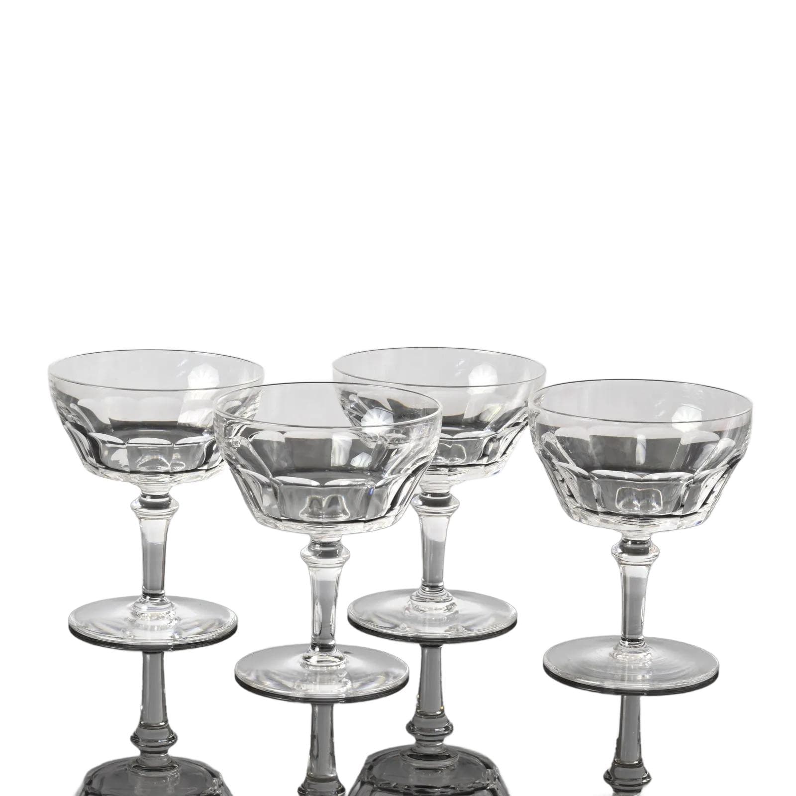 Kieliszki do szampana, Val Saint Lambert, kryształ transparentny, Belgia, lata 50.