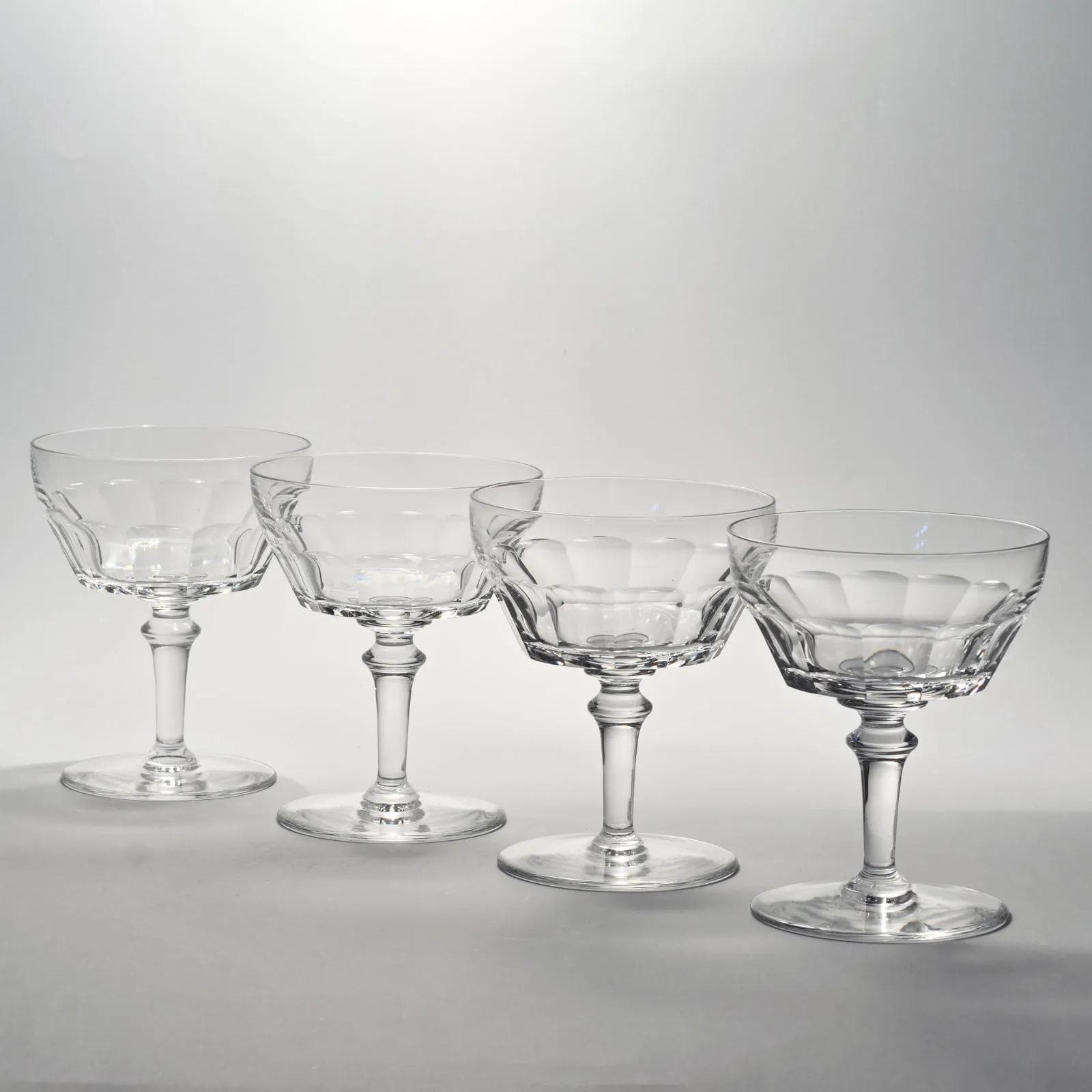 Kieliszki do szampana, Val Saint Lambert, kryształ transparentny, Belgia, lata 50. - 164360