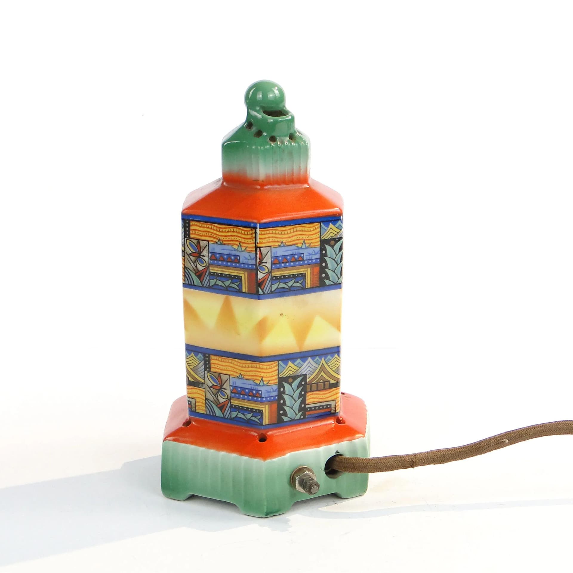 Wielokolorowa porcelanowa lampa zapachowa art deco, Schauberg, Niemcy, lata 30. - 10752