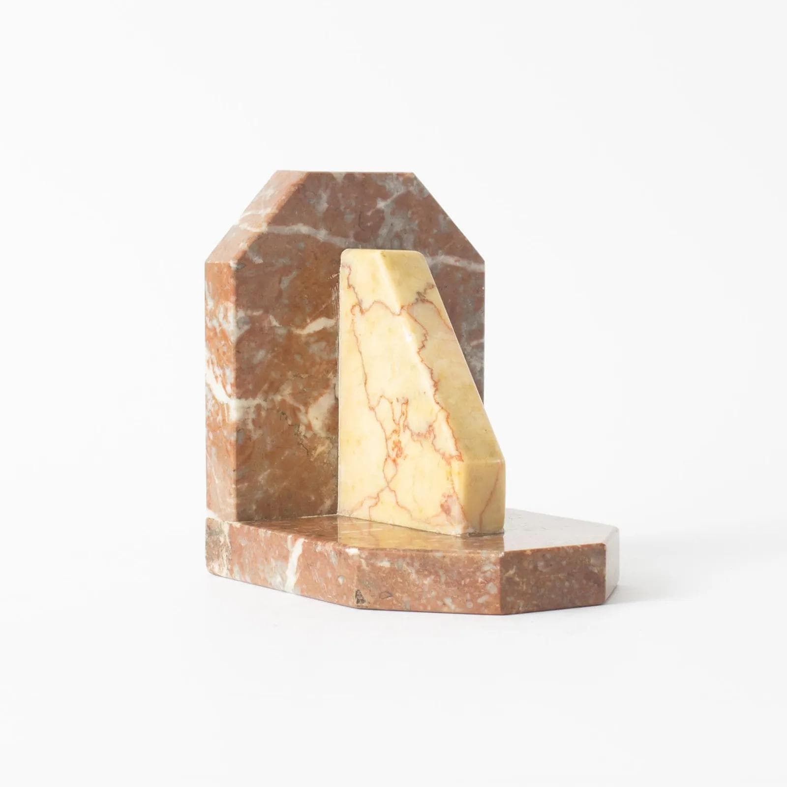 Podpórka do książek art déco, marmur beżowy czerwony, Francja, lata 30. - 164880