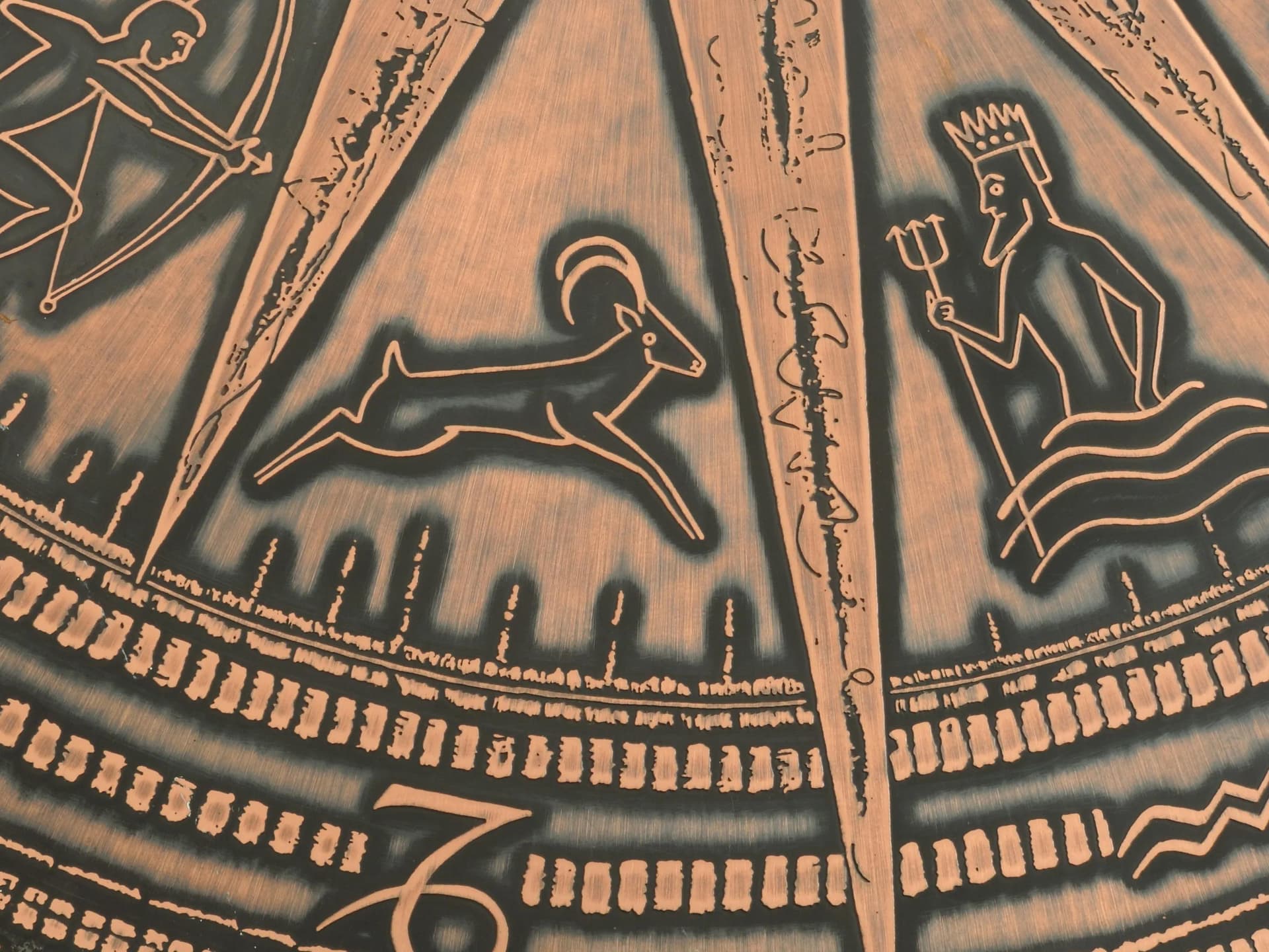 Stolik kawowy ze znakami zodiaku, miedź, stal chromowana, Niemcy, lata 70. - 164852