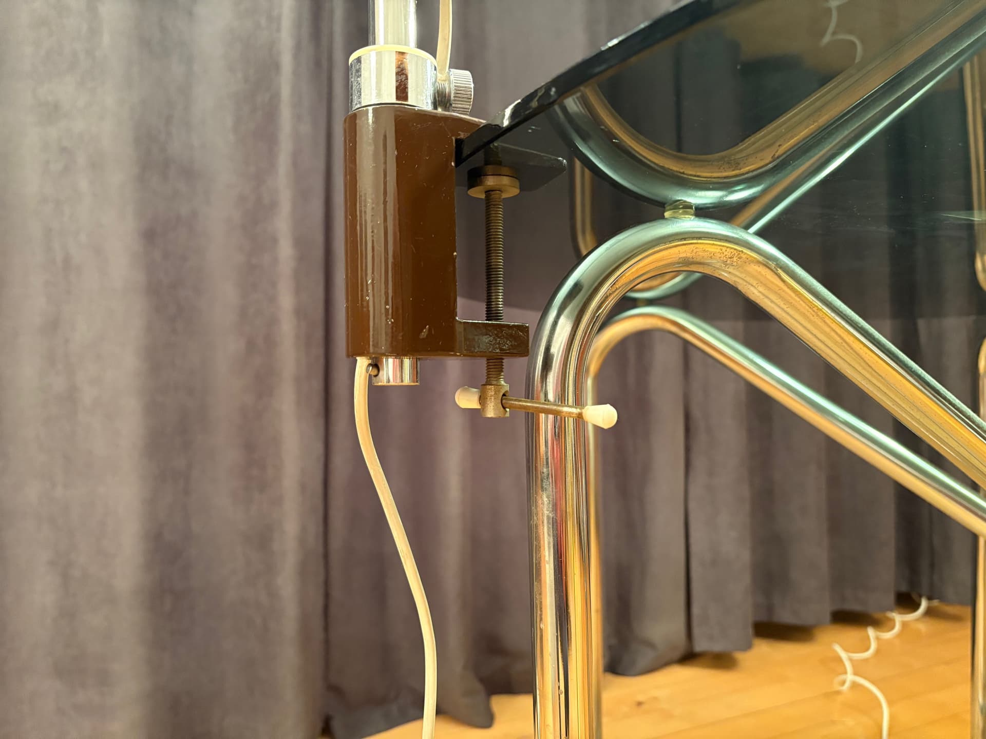 Para lamp Delux, brązowy, aluminium, stal chromowana, proj. S. Björklund, L. Gustafsson, Szwecja, lata 70. - 164496