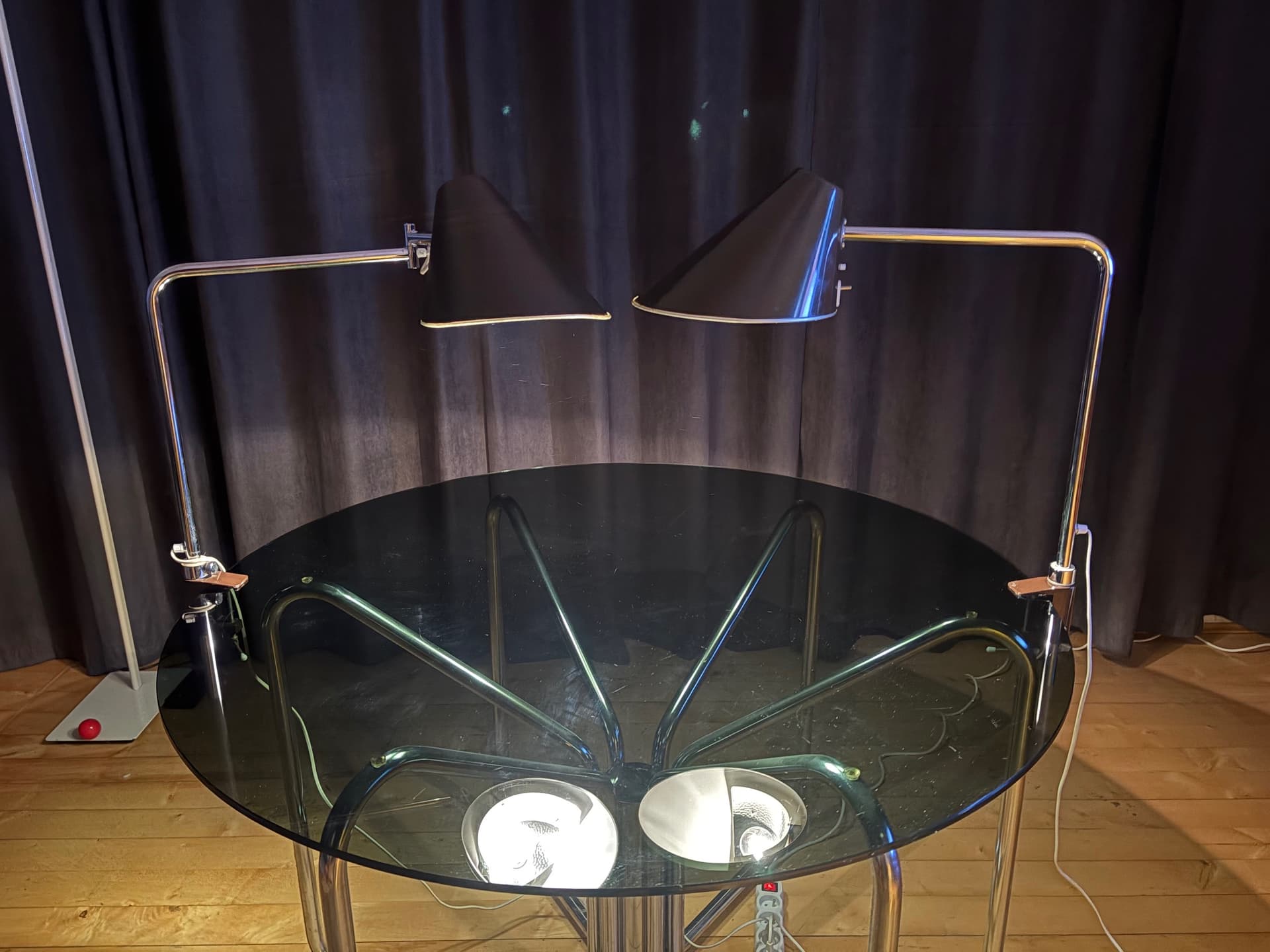 Para lamp Delux, brązowy, aluminium, stal chromowana, proj. S. Björklund, L. Gustafsson, Szwecja, lata 70. - 164500