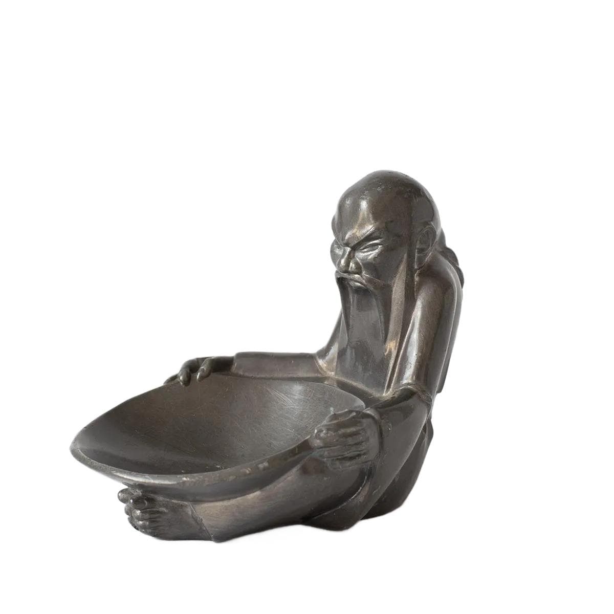 Monk figurine, silver, metal, by J.-P. Le Verrier, France, 1960s.