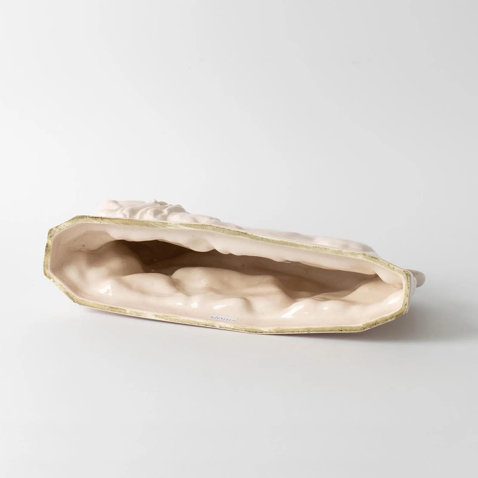 Figura lwa, art déco, różowy, ceramika, Saint Clement, Francja, lata 30. - 164712