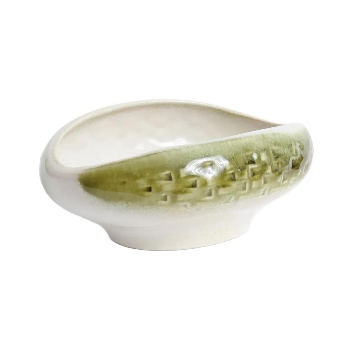 Platter, ivory white olive, ceramics, Ditmar Urbach, Czechoslovakia, 1960s.