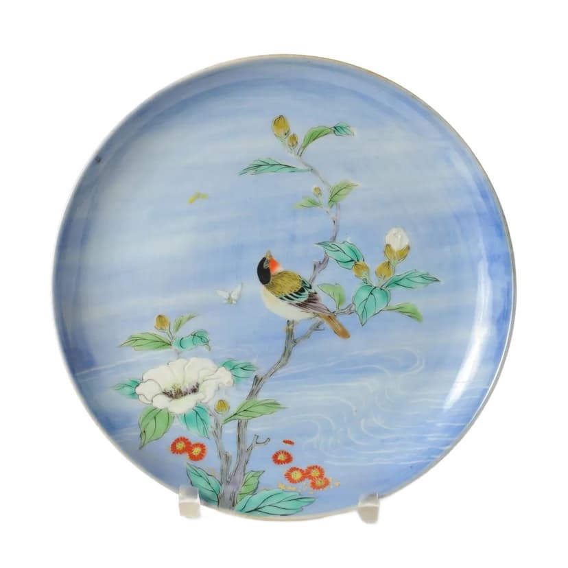 Talerz dekoracyjny, gradient niebieski, porcelana, aut. H. Fukagawa, Koransha, Japonia, XIX w.