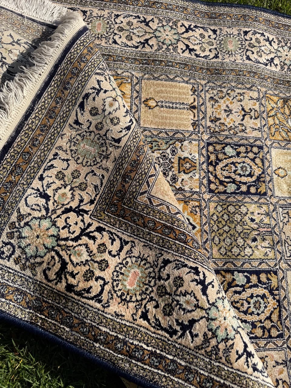 Dywan perski Ghoum/Qom 200x125 cm, jedwab ivory white, Indie, lata 60. - 164941