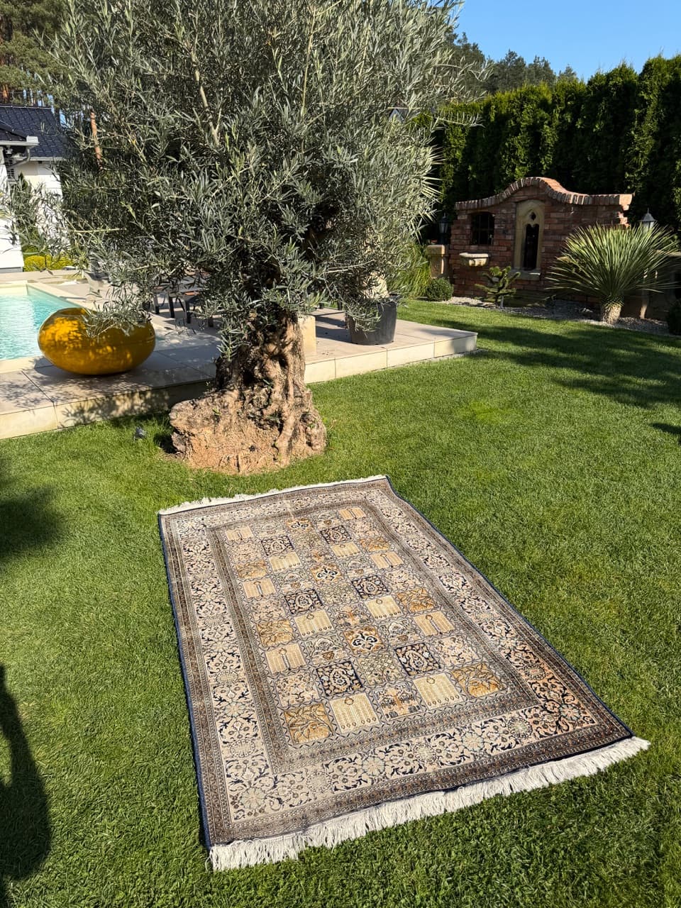 Dywan perski Ghoum/Qom 200x125 cm, jedwab ivory white, Indie, lata 60. - 164934